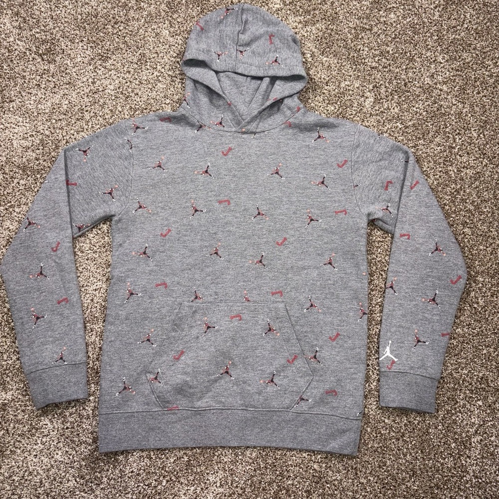 Air Jordan Youth XL Grey Hoodie With Logo